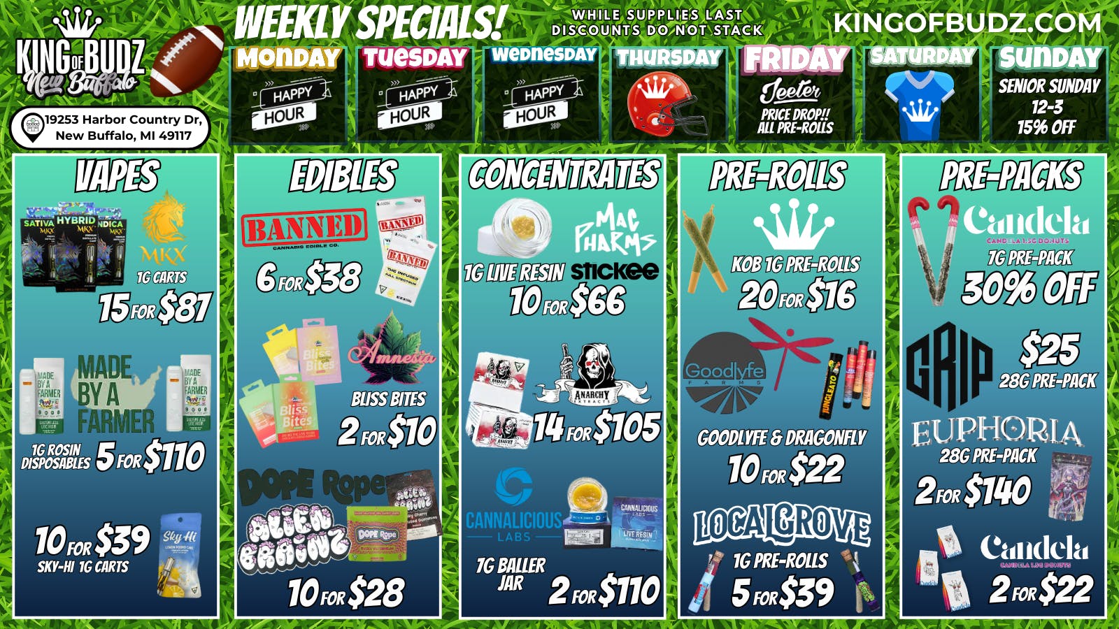 King of Budz - New Buffalo Shop New Buffalo's Lowest Prices !!!