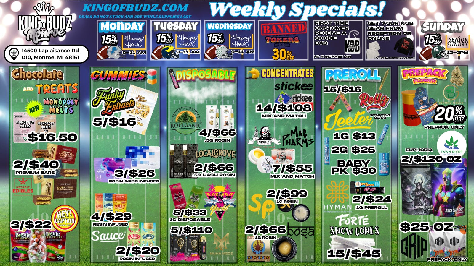 King of Budz - Monroe MONROE WEEKLY DEALS