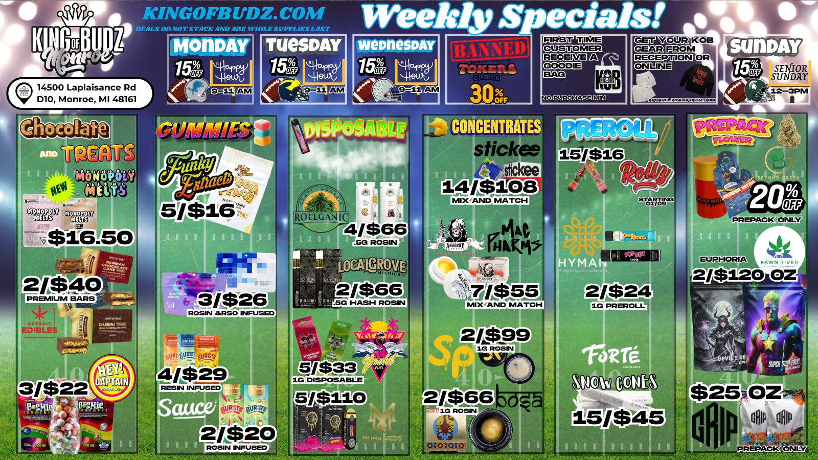 King of Budz - Monroe MONROE WEEKLY DEALS