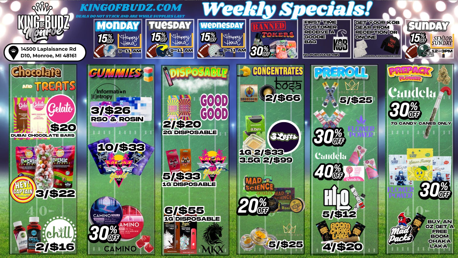 King of Budz - Monroe KOB MONROE WEEKLY DEALS