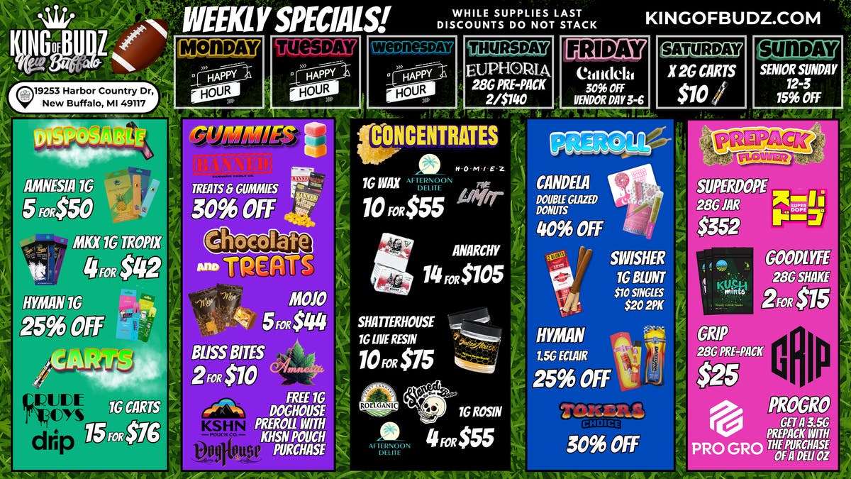 King of Budz - New Buffalo Shop New Buffalo's Lowest Prices !!!