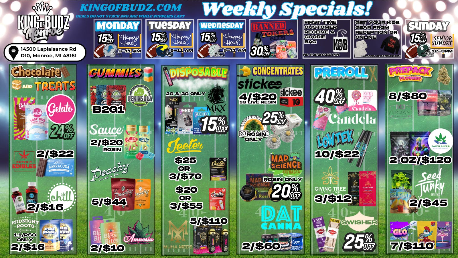 King of Budz - Monroe MONROE WEEKLY DEALS