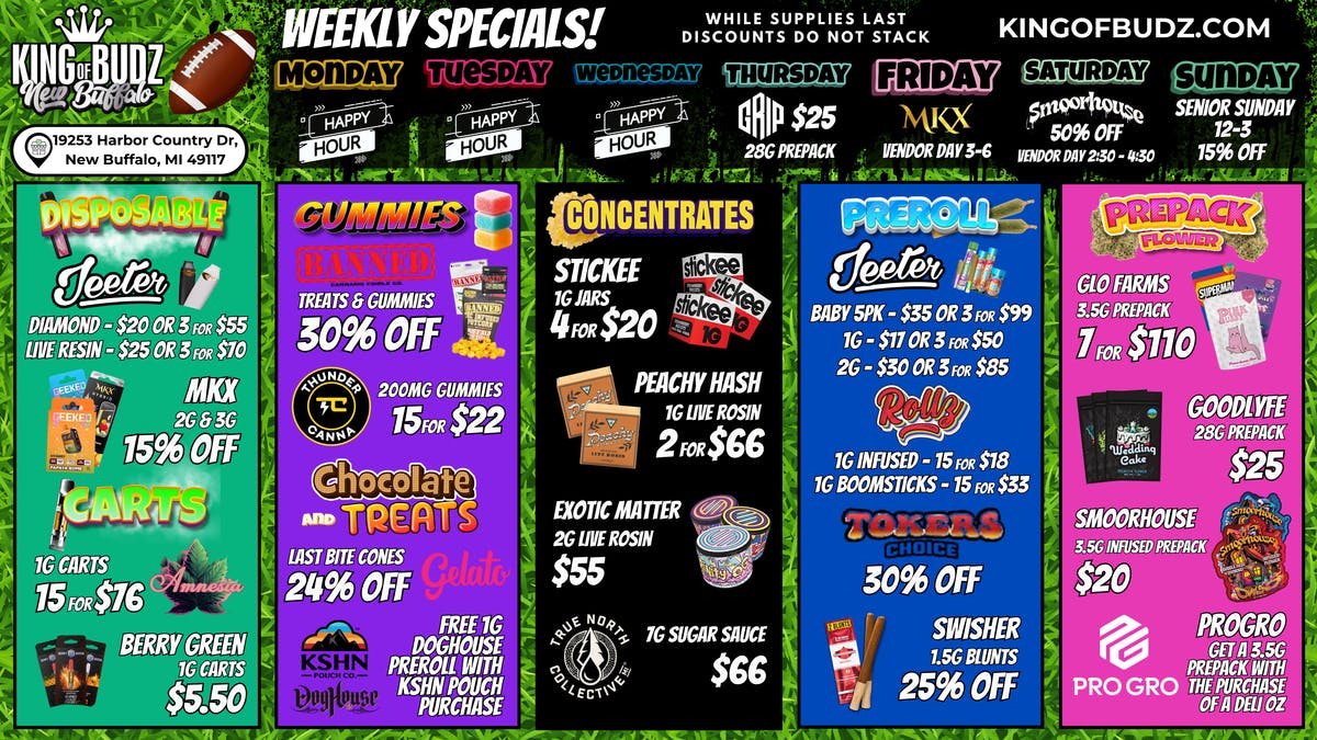 King of Budz - New Buffalo Shop New Buffalo's Lowest Prices !!!
