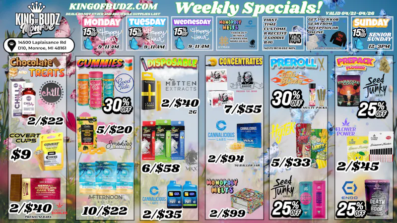 King of Budz - Monroe SHOP LIKE A KING - NO ADDITIONAL 24% TAX