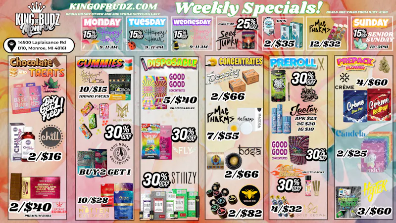 King of Budz - Monroe SPRING INTO SAVINGS @ KOB