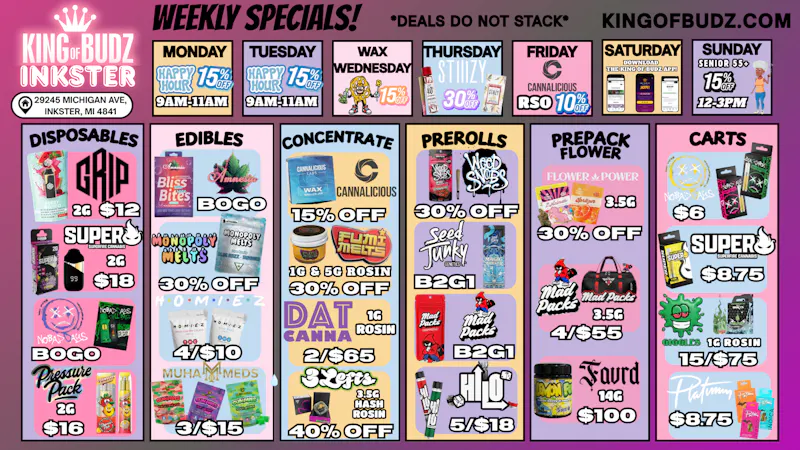 King of Budz Inkster DEALS ARE BLOOMING AT KOB INKSTER!