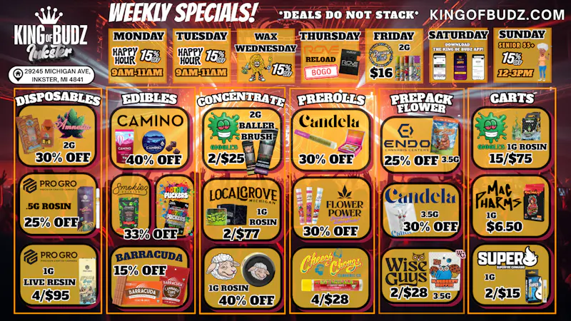 King of Budz Inkster MOVEMENT WEEK DEALS AT KOB INKSTER!