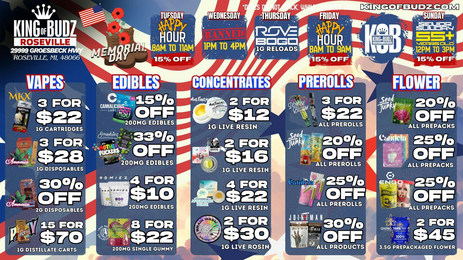 King of Budz Roseville KOB Roseville Deals 5/25-5/31
