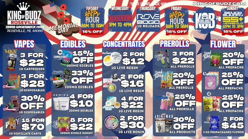 King of Budz Roseville KOB Roseville Deals 5/25-5/31