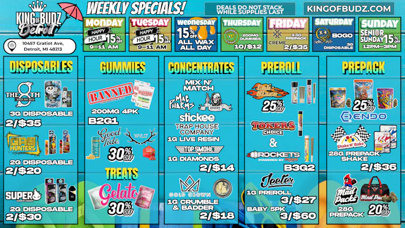 King of Budz - Detroit HOT DEALS, COOL PRICES @ KOB DETROIT