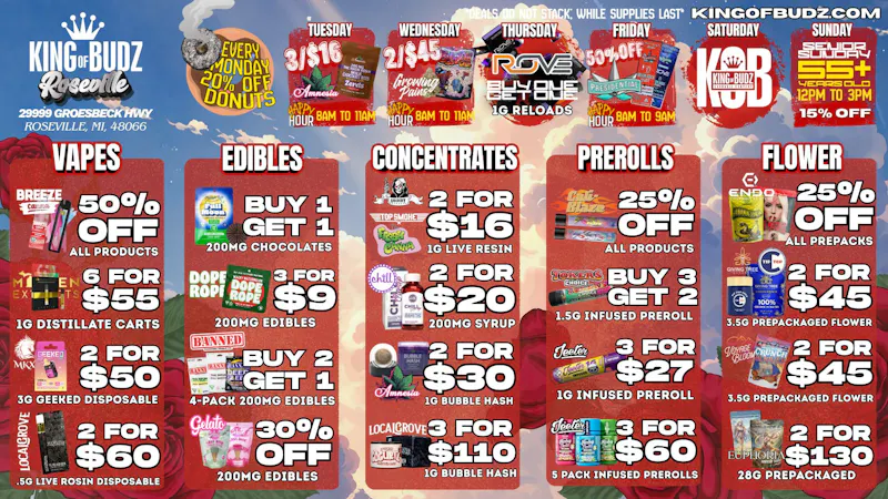 King of Budz Roseville KOB Roseville Deals 6/1-6/7