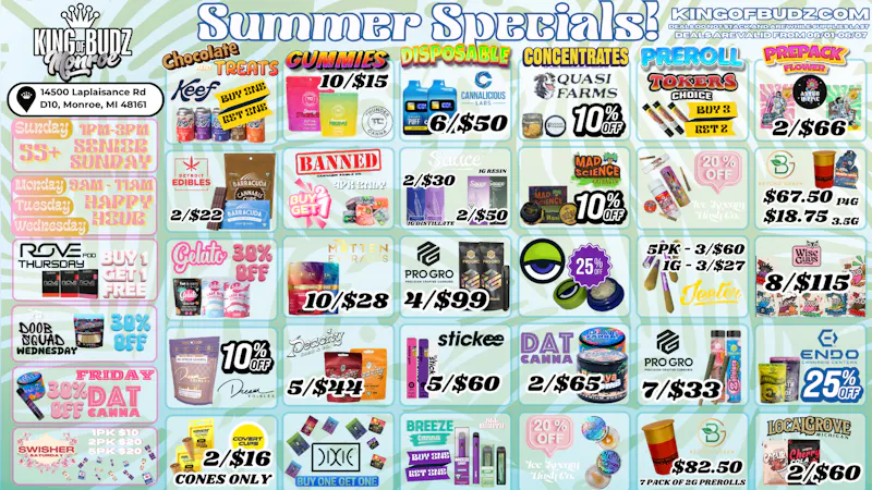 King of Budz - Monroe Shop Summer Sales @ KOB