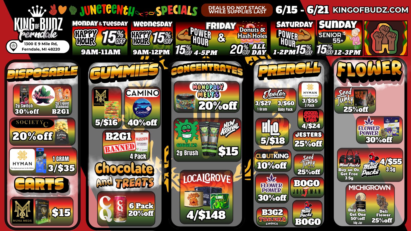 King of Budz - Ferndale Juneteenth Specials at KOB Ferndale