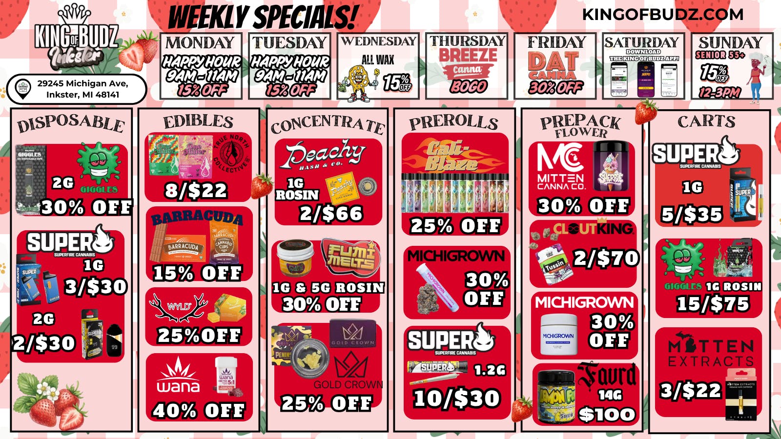 King of Budz Inkster SWEET, SUMMER TIME SPECIALS AT KOB INKSTER!