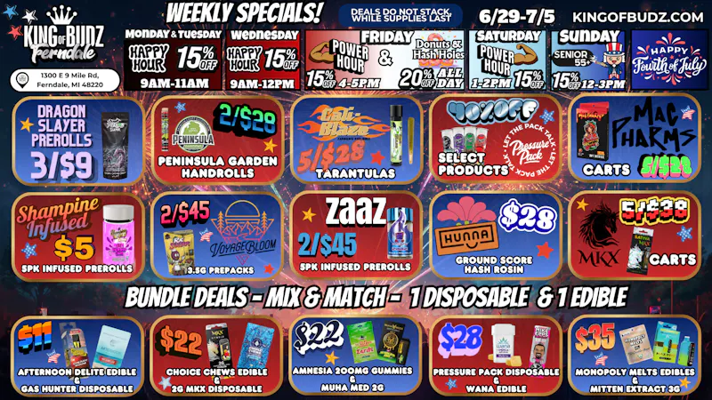 King of Budz - Ferndale 🎇Ferndale's Fourth Of July Specials 🎆