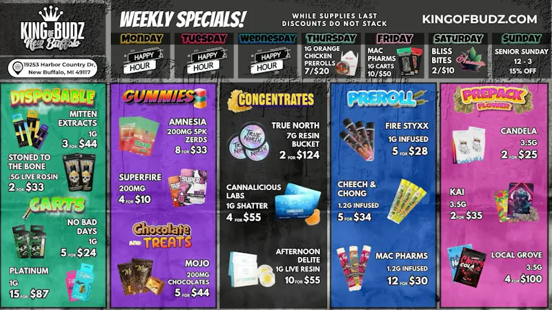 King of Budz - New Buffalo Shop New Buffalo's Lowest Prices !!!