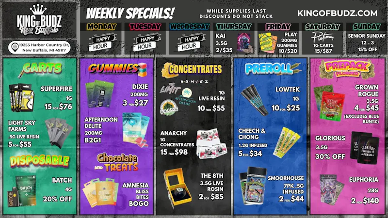 King of Budz - New Buffalo Shop New Buffalo's Lowest Prices !!!