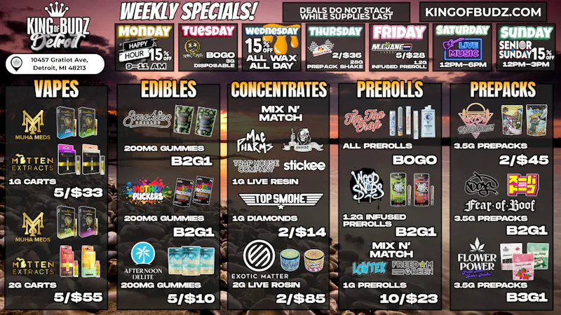 King of Budz - Detroit Royal Deals. Hot August Savings @ KOB Detroit