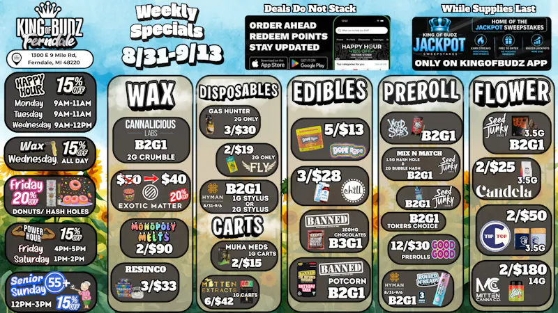 King of Budz - Ferndale End of Summer Deals at KOB Ferndale