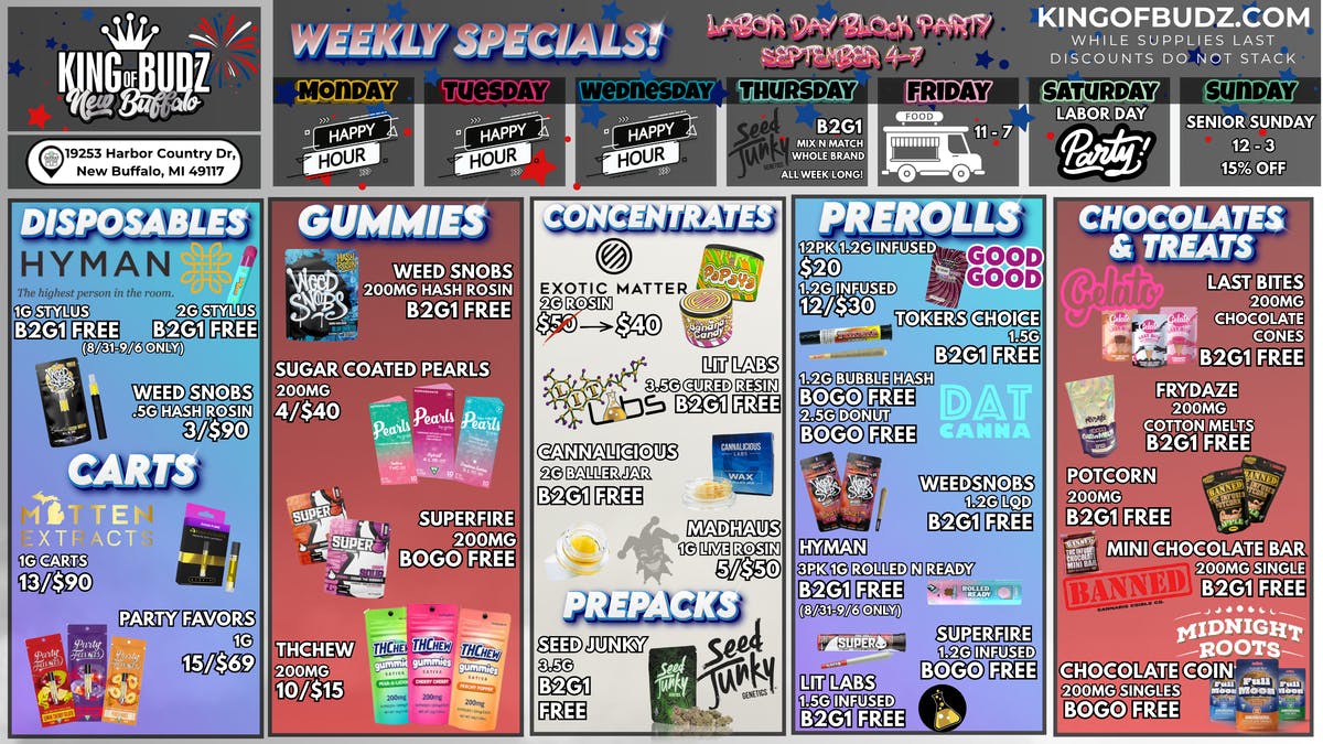 King of Budz - New Buffalo Shop New Buffalo's Lowest Prices !!!