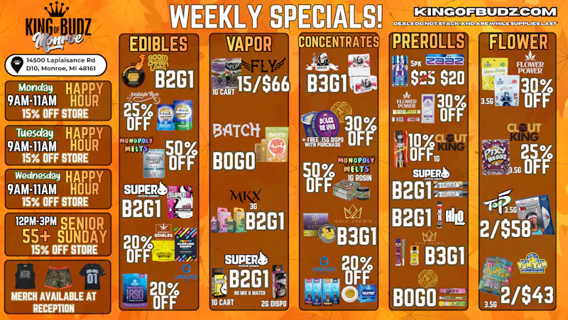 King of Budz - Monroe FALL INTO SAVINGS @ KOB