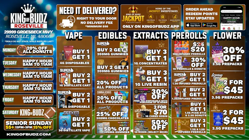 King of Budz Roseville KOB Roseville Deals 9/14-9/27