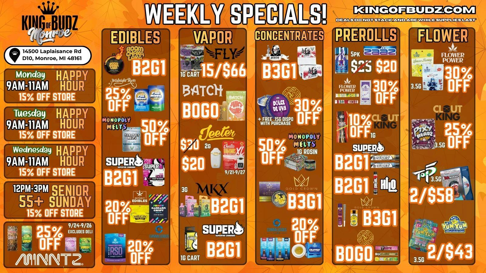 King of Budz - Monroe FALL INTO SAVINGS @ KOB