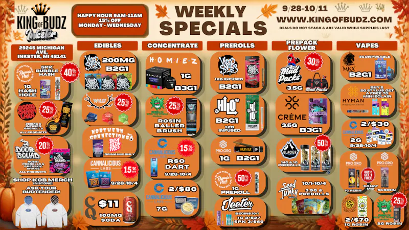 King of Budz Inkster FALL IN LOVE WITH DEALS AT KOB INKSTER!