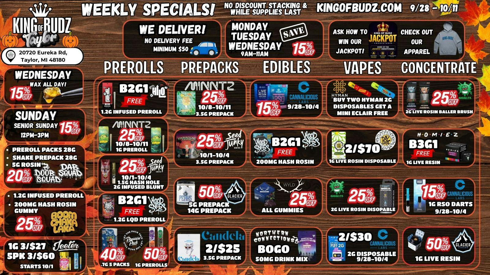 King of Budz Taylor FALL DEALS ARE HERE AT TAYLOR KOB 🍂🎃