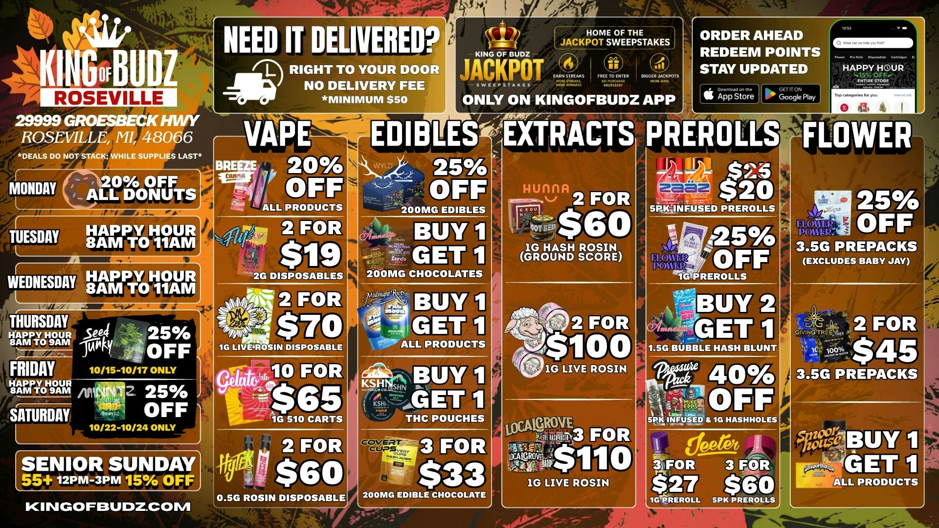 King of Budz Roseville KOB Roseville Deals 10/12-10/25