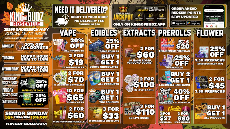 King of Budz Roseville KOB Roseville Deals 10/12-10/25