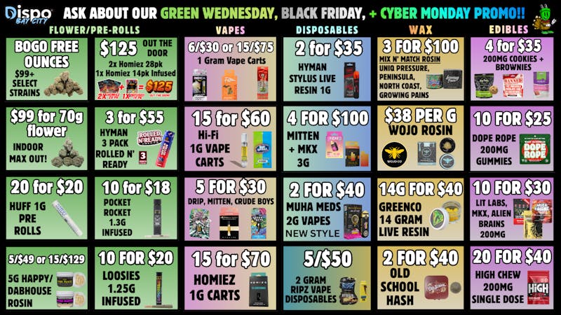 Dispo Bay City North 🦃$50 Free🔥New Customers🍗15G FOR $129 ROSIN🤯