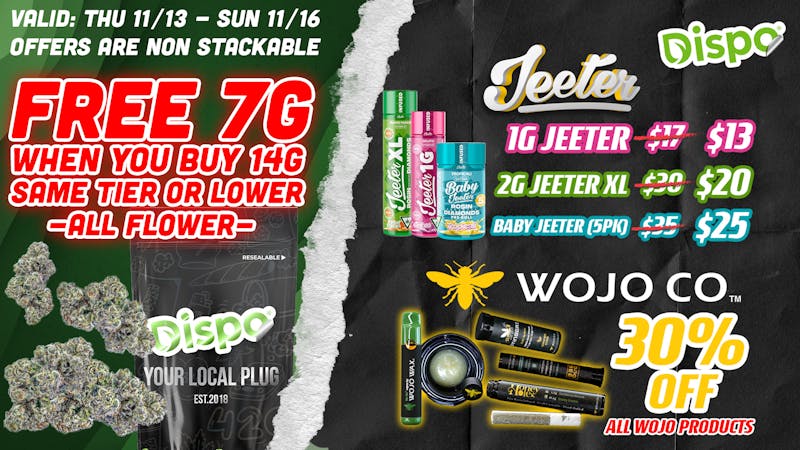 Dispo Romeo FREE 7G WHEN YOU BUY 14G🎁30% OFF ALL WOJO PRODUCT