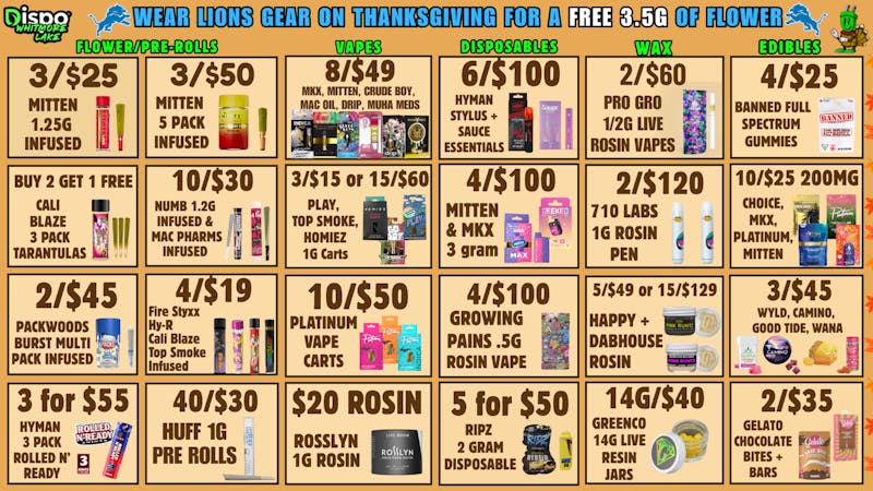 Dispo - Whitmore Lake 🦃$50 Free🔥New Customers🍗15G/$129 ROSIN🤯