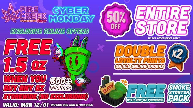 Fire Creek Battle Creek - Recreational 📲50% OFF ENTIRE STORE, BUY 1 OZ, GET 1.5OZ FREE🌐