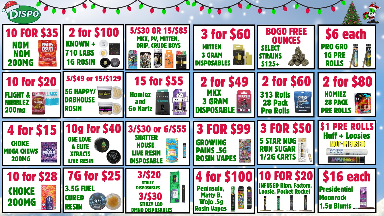 Dispo Hazel Park 🎅🏼$50 Free🎄New Customers🎁25% OFF PRE PACKS