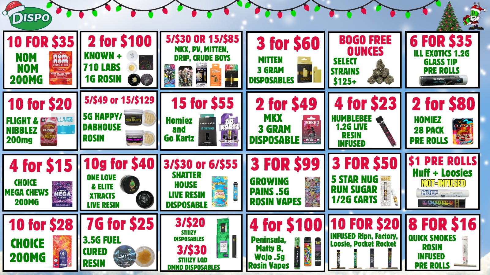 Dispo Hazel Park 🎅🏼$50 Free🎄New Customers🎁25% OFF PRE PACKS