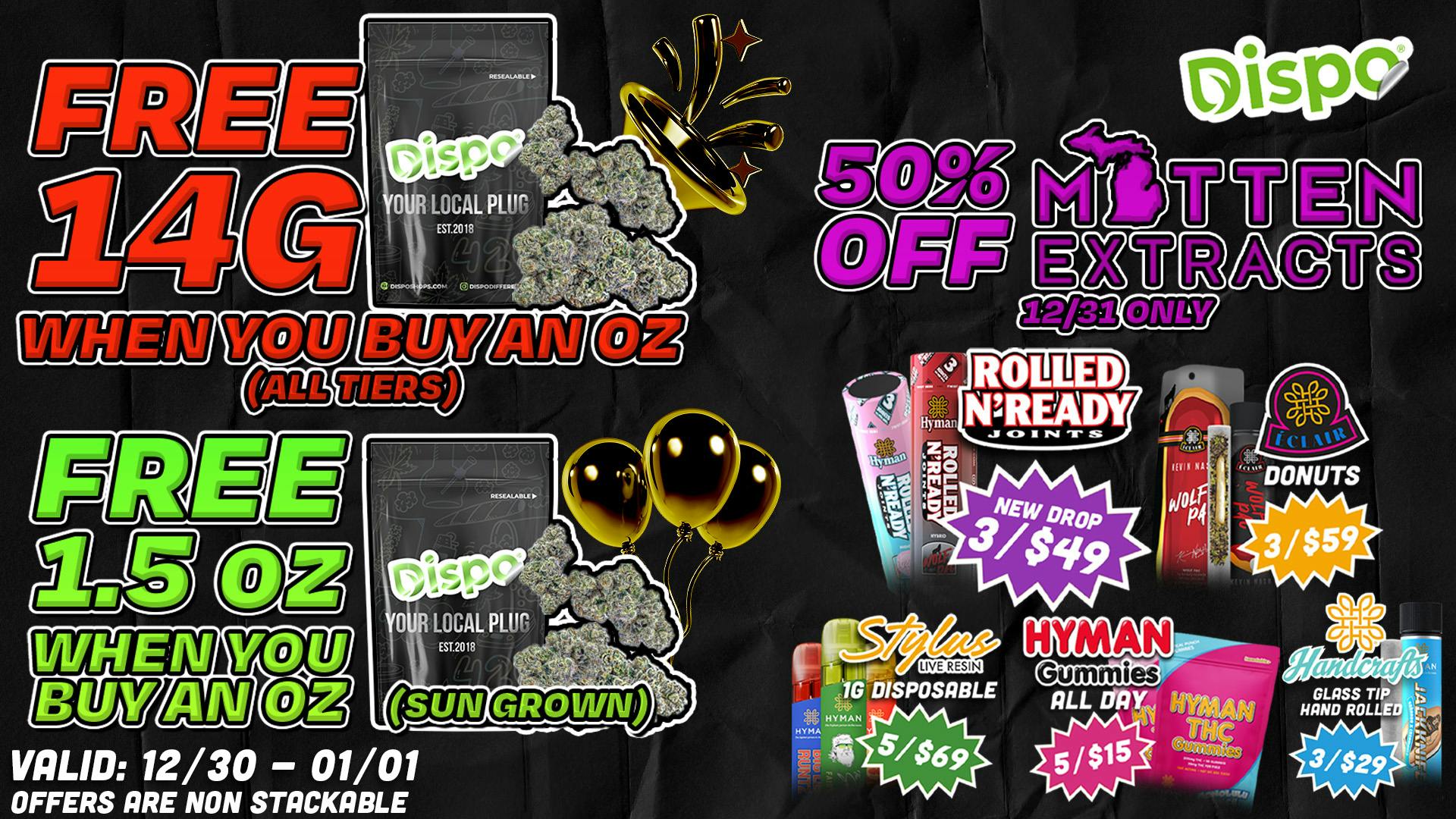 Dispo Hazel Park 🎁FREE 14G ANY SHELF!!!!🎁+40% OFF HYMAN DEALS😱