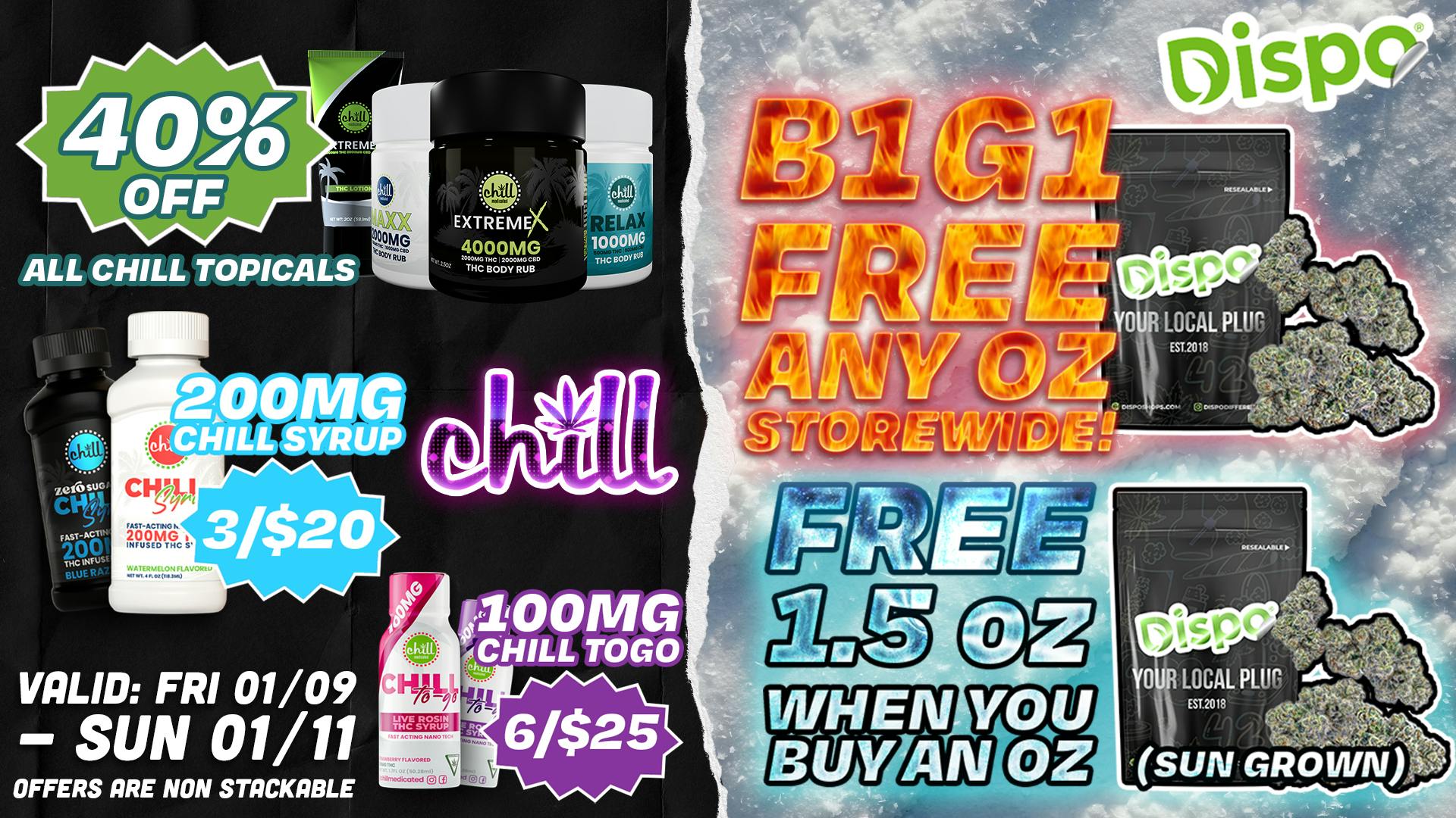 Dispo Hazel Park 🎁B1G1 FREE OUNCES STOREWIDE🎁40% OFF CHILL DEALS
