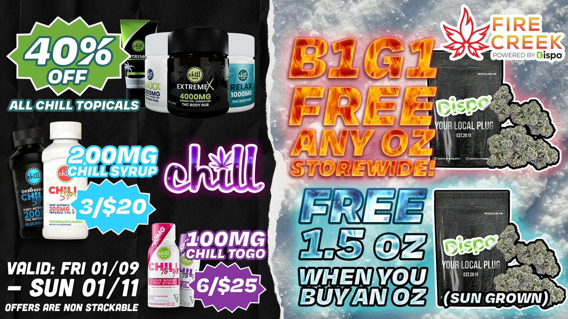Fire Creek Battle Creek - Recreational 🎁B1G1 FREE OUNCES STOREWIDE🎁40% OFF CHILL DEALS