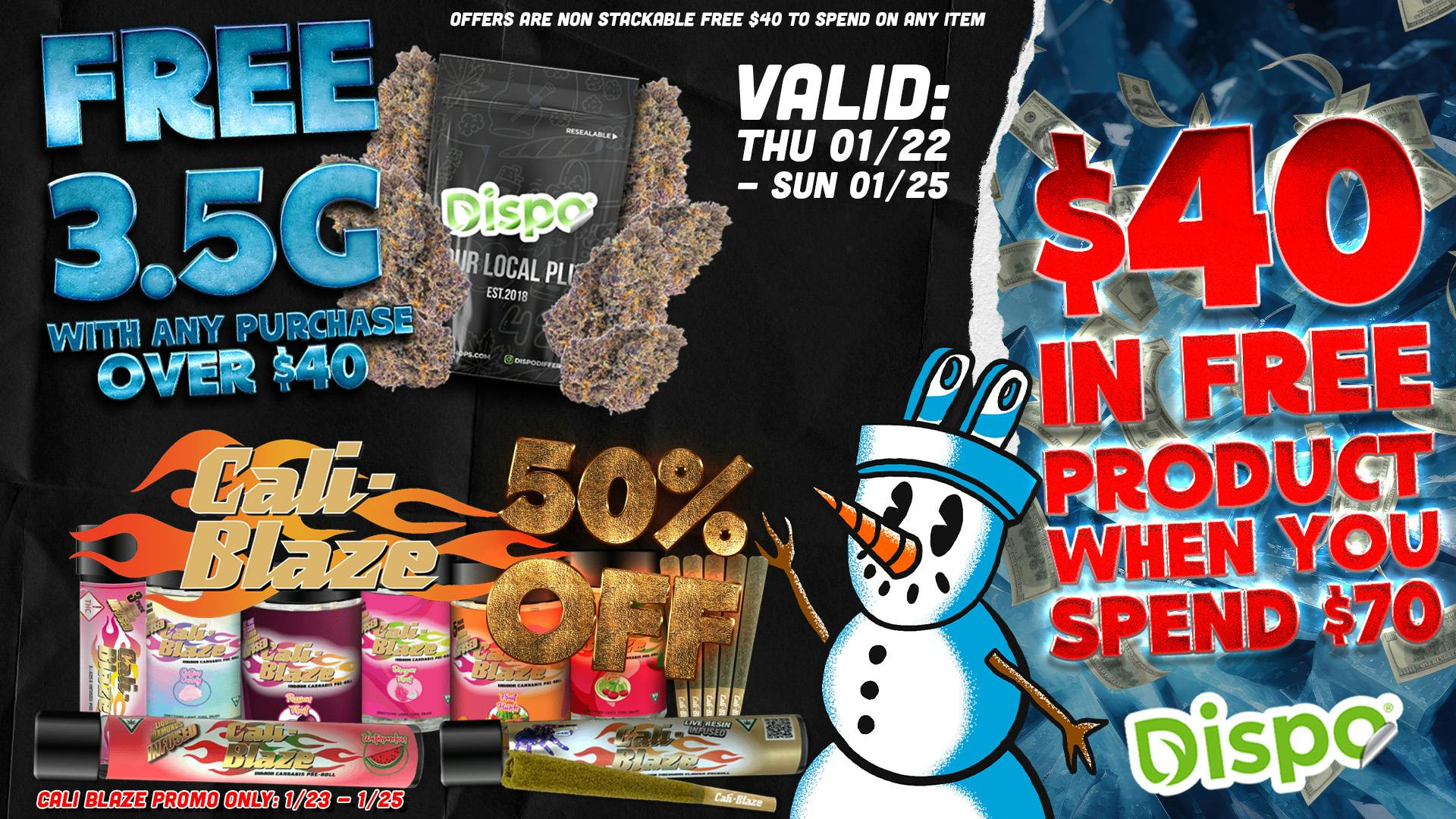 Dispo Bay City North 🎁FREE $40, THURS - SUN🎁50% OFF CALI BLAZE🔥🤯