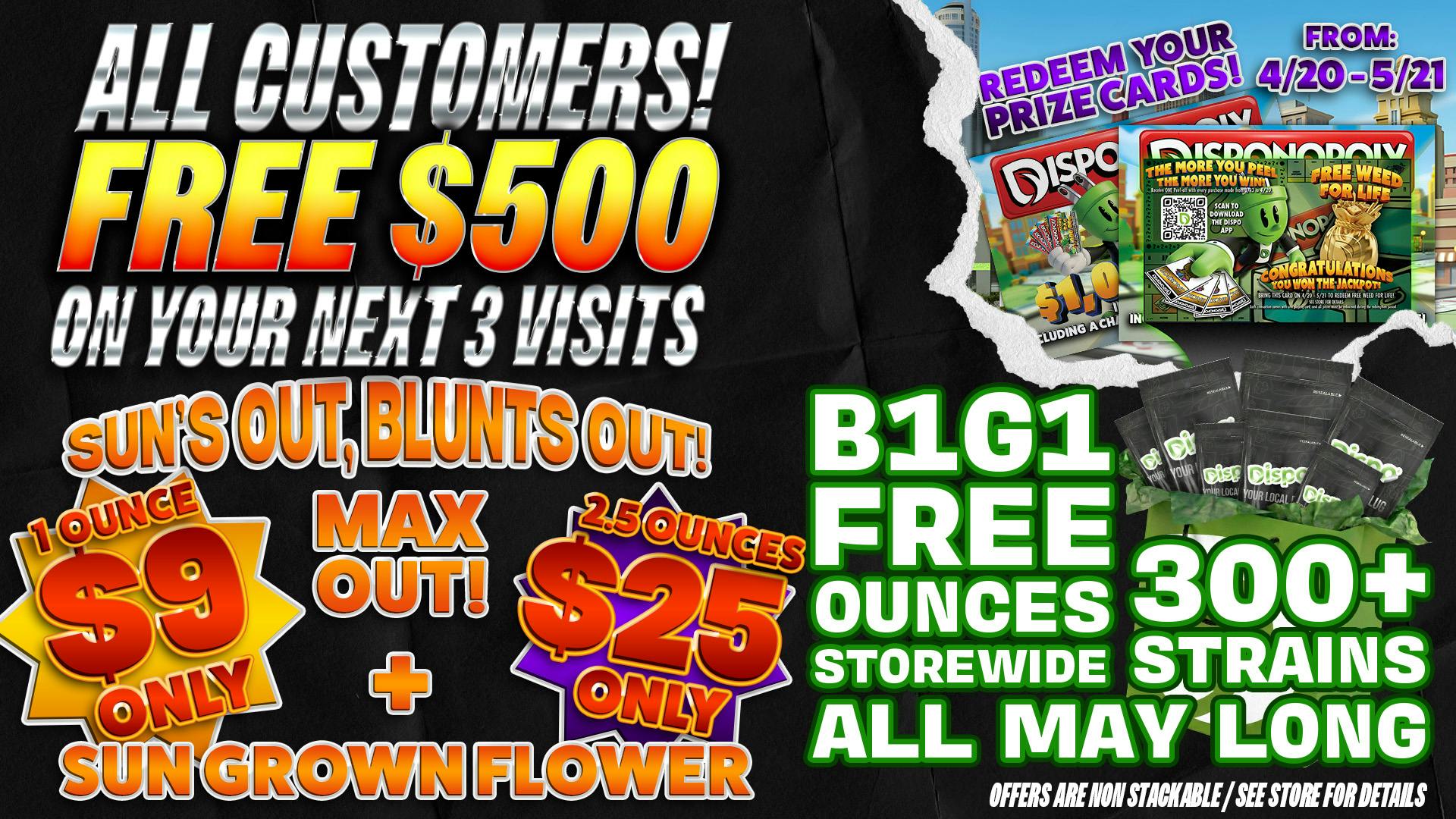 Dispo Romeo 🎁$500 FREE, ALL CUSTOMERS🎁$25 2.5OZ FLOWER🌼