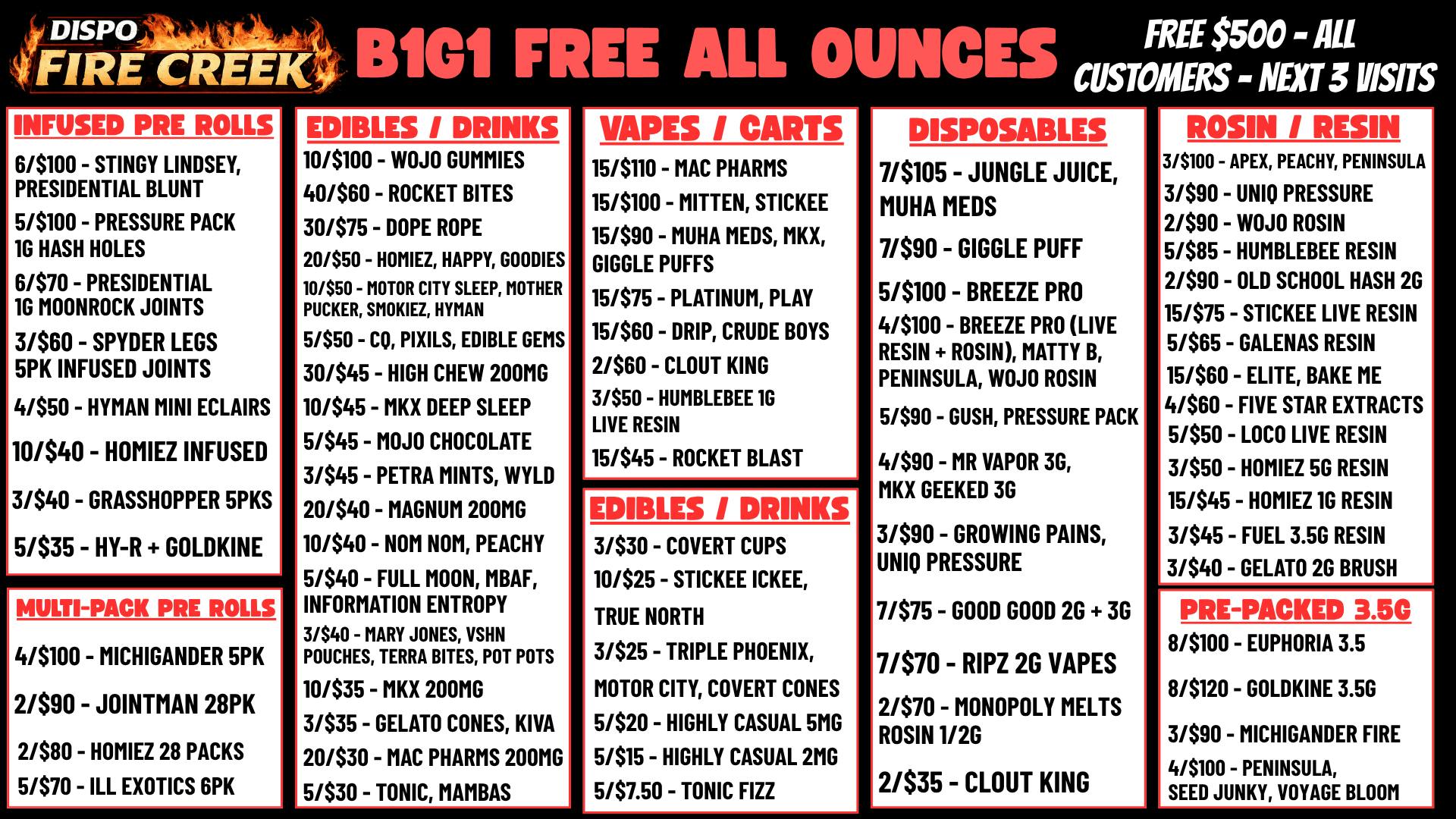 Fire Creek Battle Creek - Recreational 🎲B1G1 FREE OUNCES🎰+ $500 FREE ALL CUSTOMERS💰