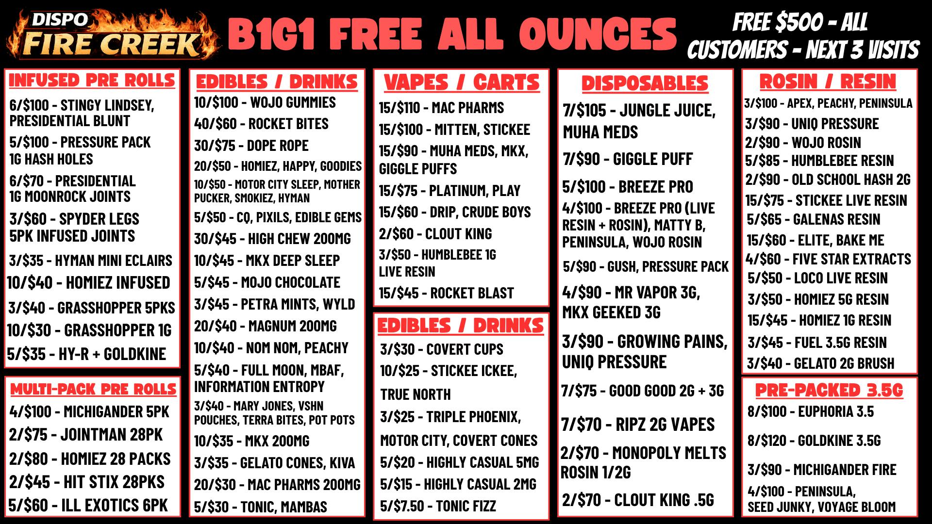 Fire Creek Battle Creek - Recreational 🎲B1G1 FREE OUNCES🎰+ $500 FREE ALL CUSTOMERS💰