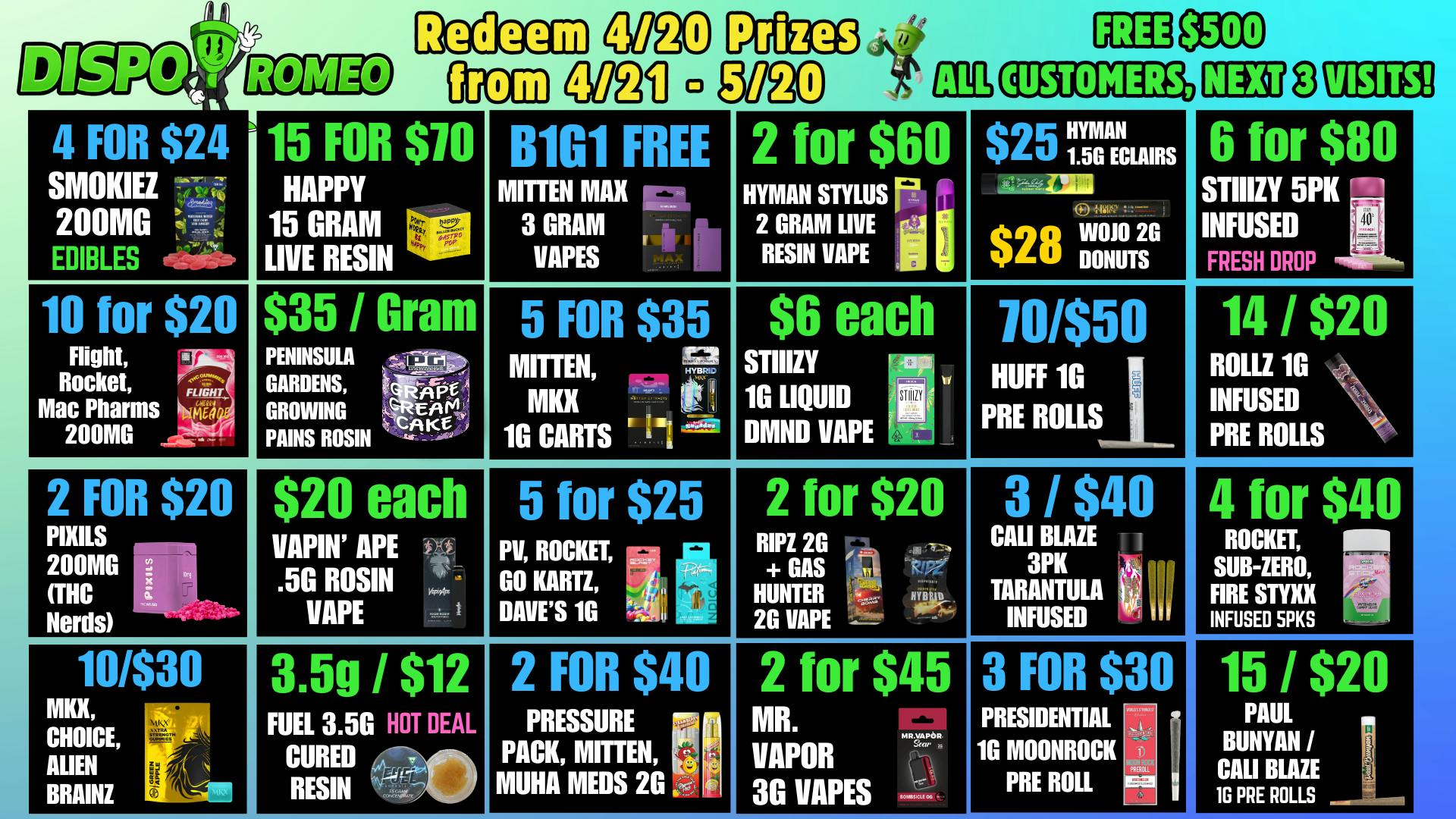 Dispo Romeo 💨B1G1 FREE OUNCES🎁$500 FREE ALL CUSTOMERS💰