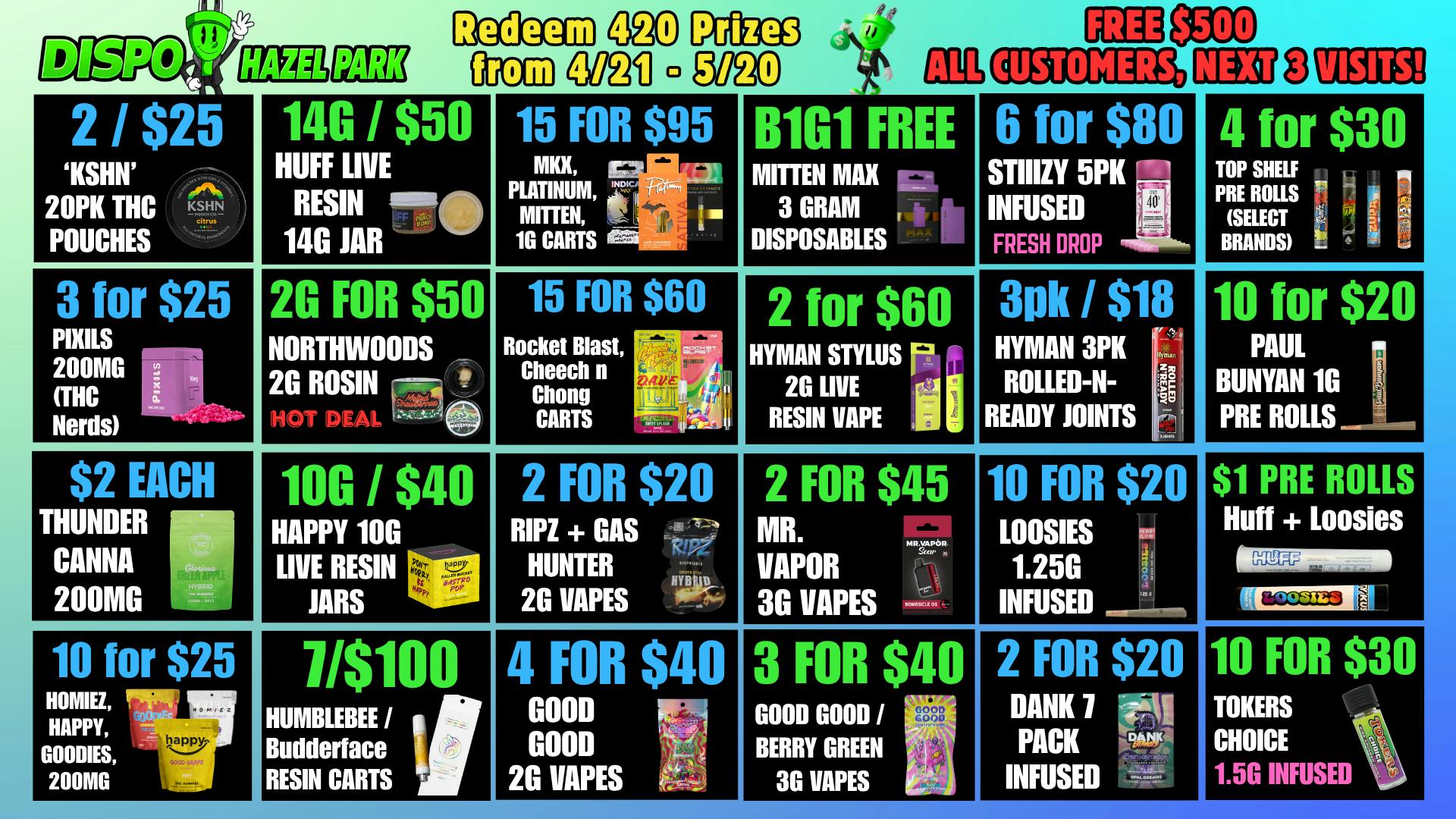 Dispo Hazel Park 🎁B1G1 FREE OUNCES🎁$500 FREE ALL CUSTOMERS💰