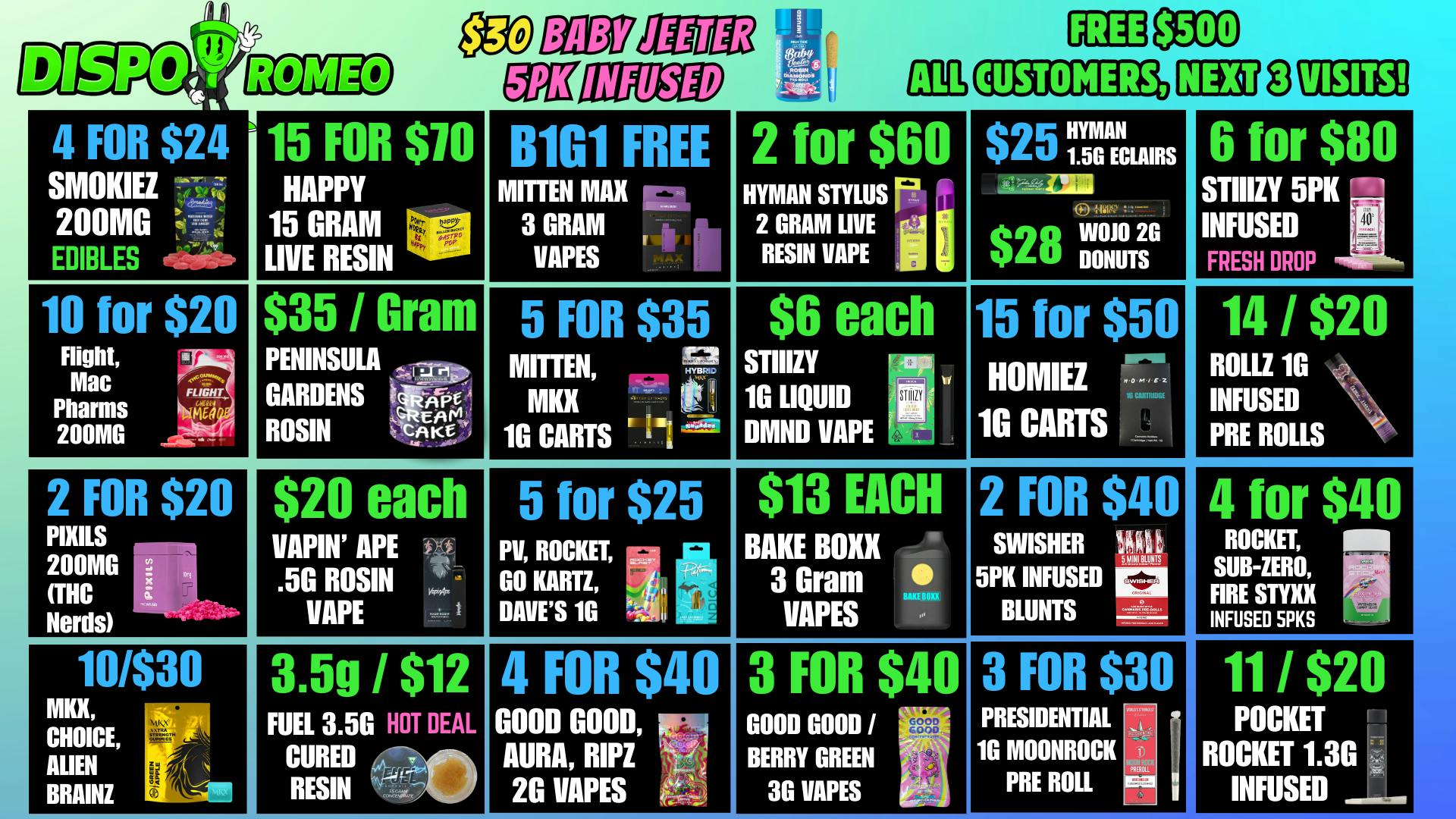 Dispo Romeo 💨B1G1 FREE OUNCES🎁$500 FREE ALL CUSTOMERS💰