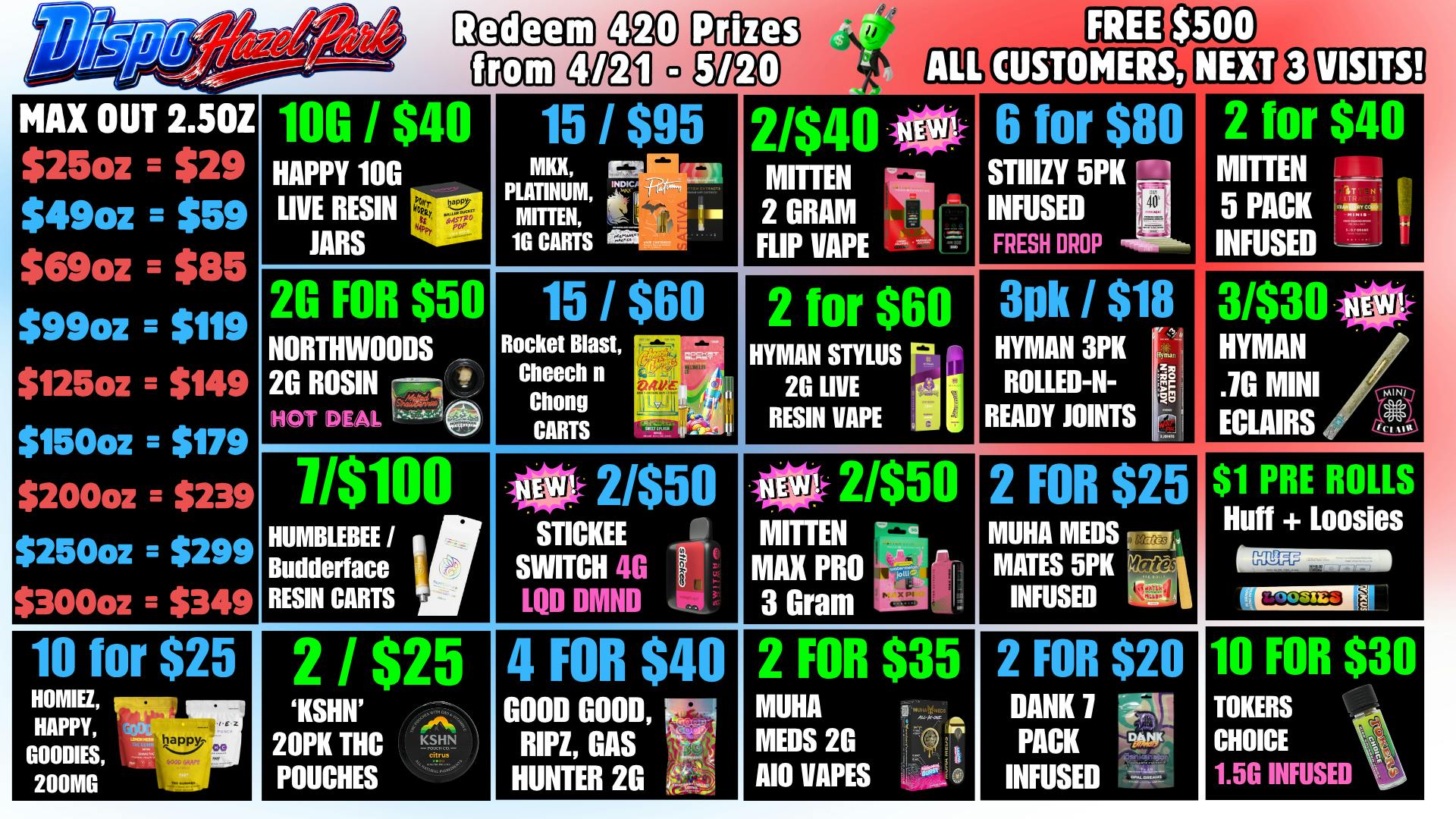 Dispo Hazel Park 🎁B1G1 FREE OUNCES🎁$500 FREE ALL CUSTOMERS💰