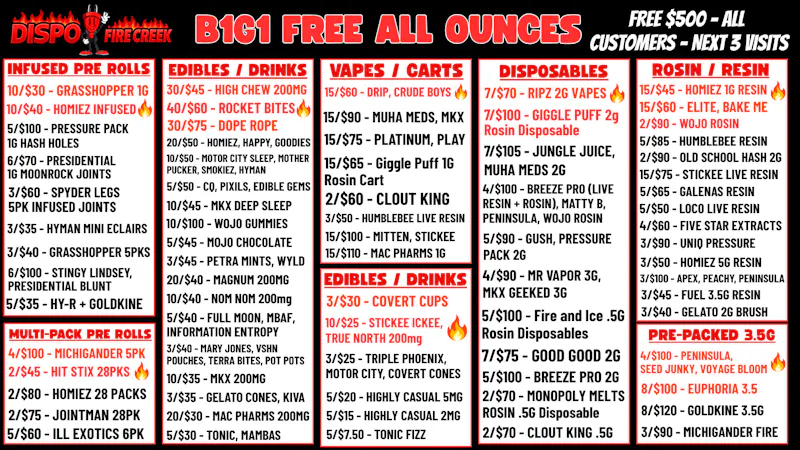 Fire Creek Battle Creek - Recreational 💨B1G1 FREE OUNCES🔥+ $500 FREE ALL CUSTOMERS💰