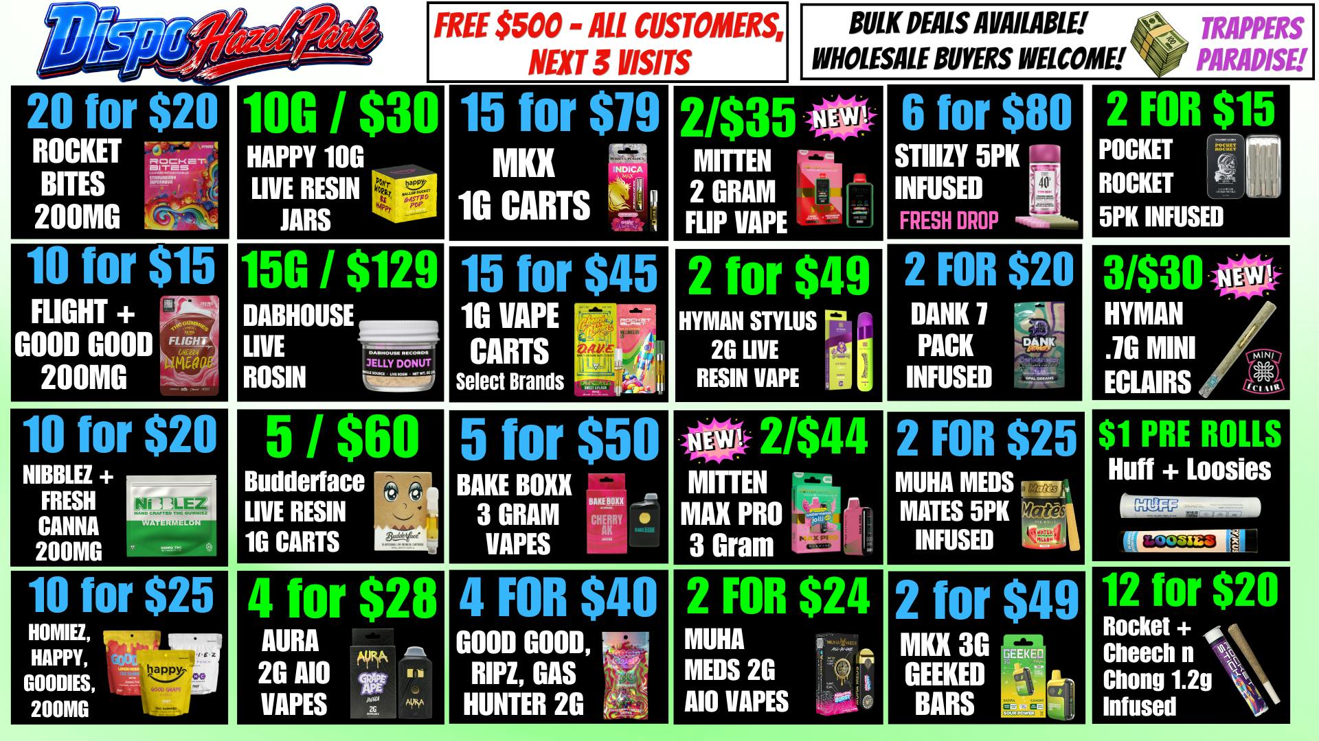 Dispo Hazel Park 🎁B1G1 FREE OUNCES🎁$500 FREE ALL CUSTOMERS💰